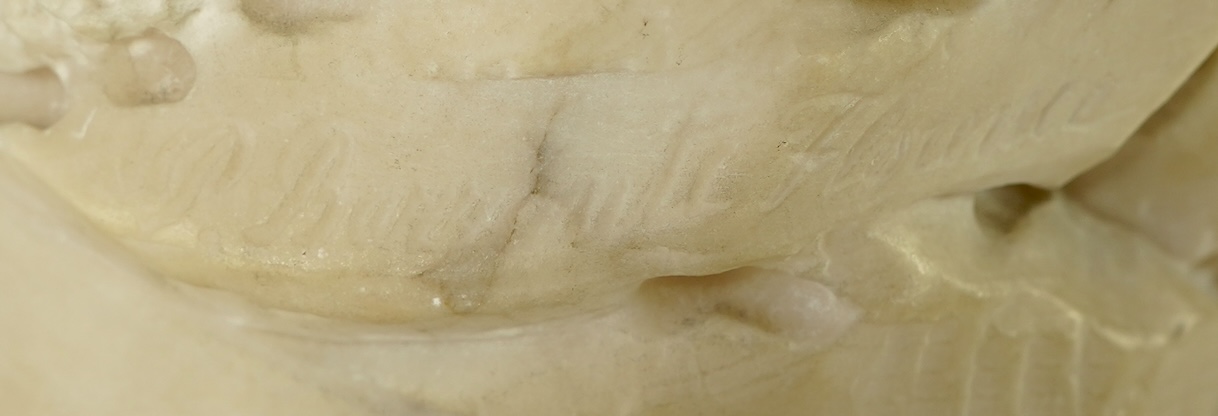 A Continental alabaster figure of a woman fishing, early 20th century